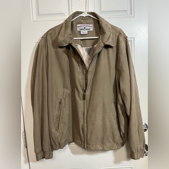 2/$40 Boca Classics Bomber Jacket XL Khaki Tan Lightweight Lined - Picture 1 of 4